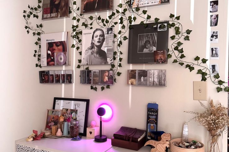 Taylor Swift record wall covered with vines